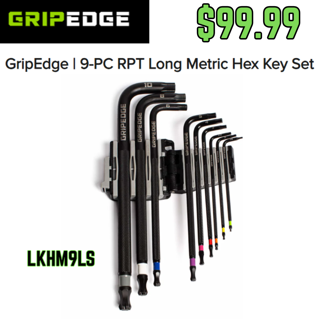 GripEdge 9-PC RPT Long Metric Hex Key Set