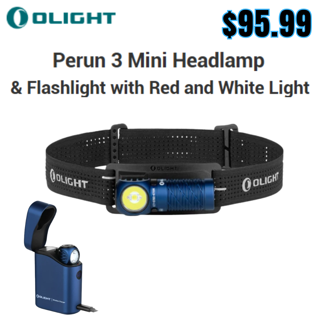 olight flashlight headlamp Olight Perun 3 Mini Headlamp & Flashlight with Red and White Light