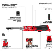 Milwaukee M12 FUEL™ 1/4" Extended Reach Ratchet