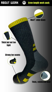 Yellow Crew Length Work Socks