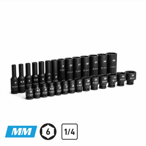 Capri Tools 1/4″ Drive Master Impact Socket Set, 4 – 15 mm