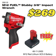 M12 FUEL™ Stubby 3/8" Impact Wrench with FREE XC5.0 Battery!