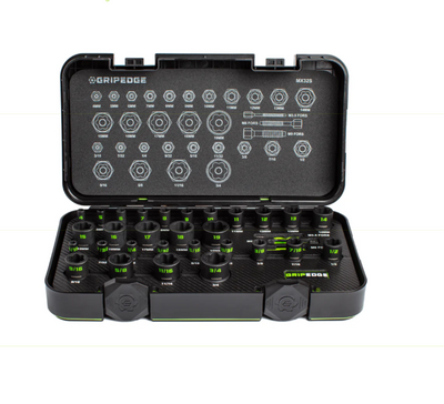 GripEdge 32 pc 1/4" & 3/8" Drive Metric & SAE Master Socket Extractor Set