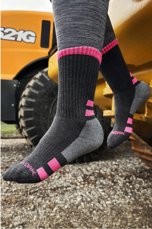 Pink Crew Length Work Socks