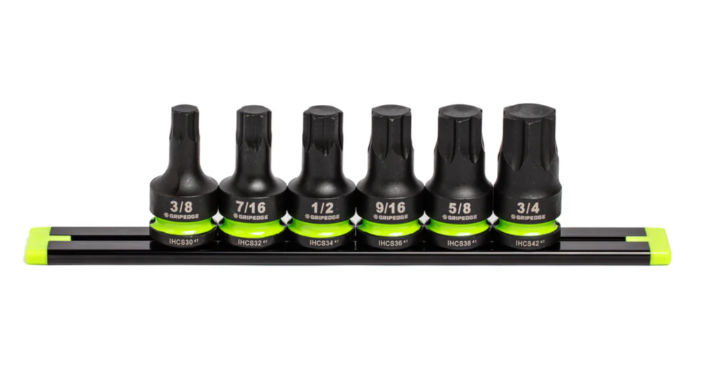 GRIPEDGE RPT Impact Hex Driver Set - 6-Pc 1/2’’ Drive Short SAE Part #IHCS6S