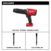 M18 FUEL STRIKER Hammer Chisel with hammer chisel bit and flat chisel bit