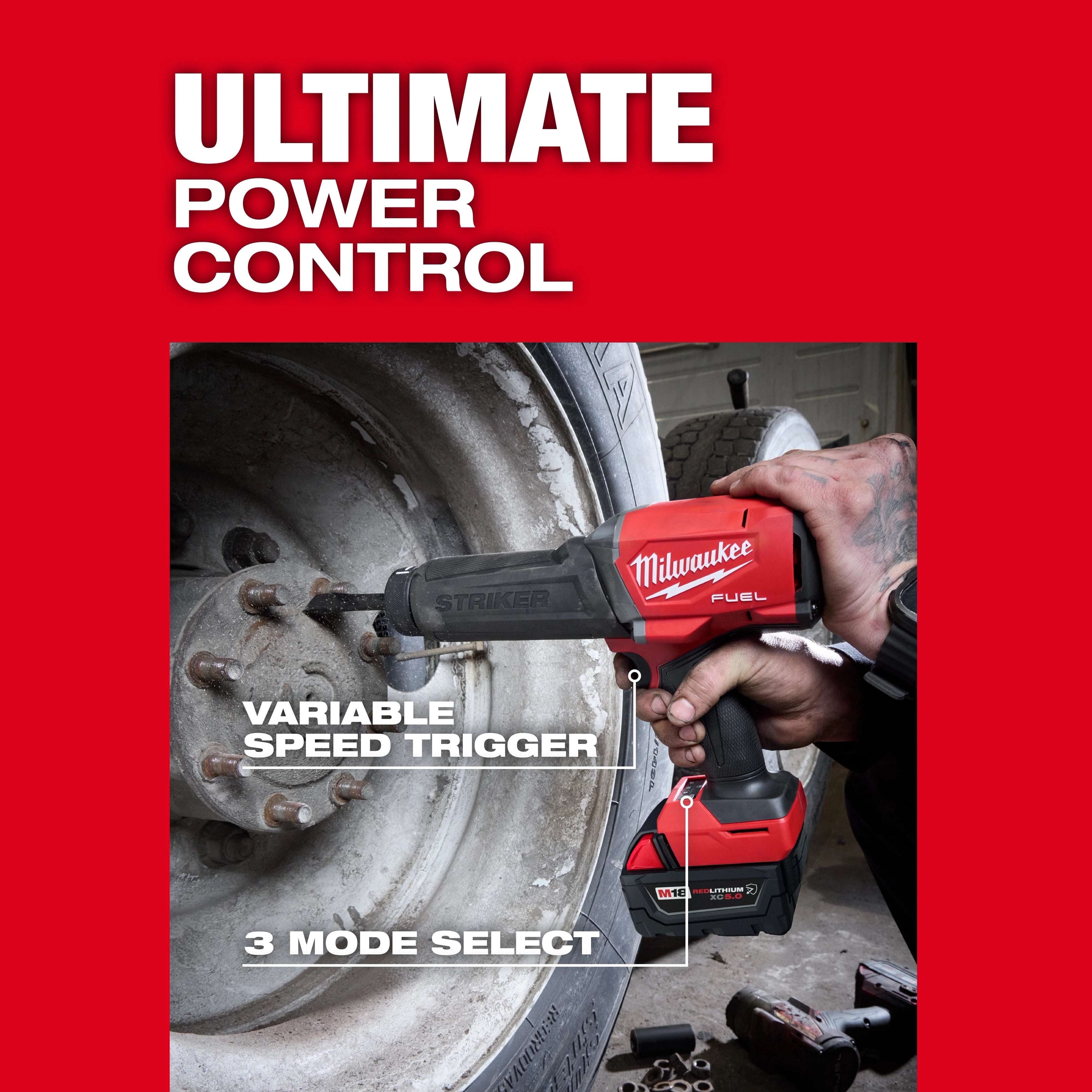 M18 FUEL STRIKER Hammer Chisel loosening lug nuts on a vehicle wheel