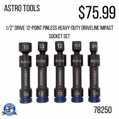 1/2” Drive 12 Point Pinless Heavy-Duty Driveline Impact Socket Set