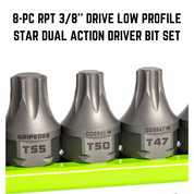 GRIPEDGE | 8 PC RPT 3/8” DRIVE LOW PROFILE STAR DUAL ACTION DRIVER SET