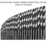 PINK KNKUT 29 PIECE DRILL BUDDY JOBBER LENGTH DRILL BIT SET 1/16"-1/2" BY 64THS