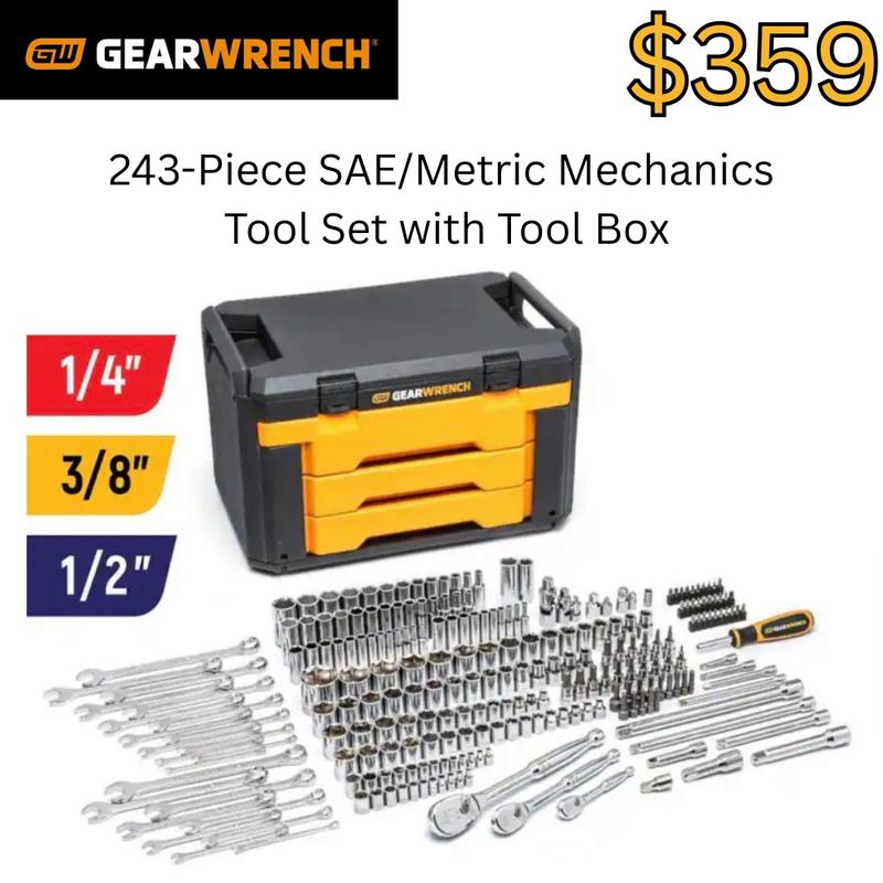 Gear Wrench 243 Piece 6 Point Shop Socket and Tool Set