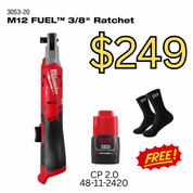 M12 Fuel 3/8" Ratchet 3053-20 with Free 2.0 Battery Pack