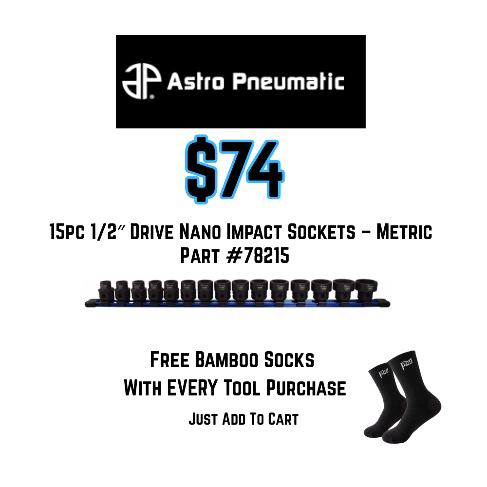 Astro Pneumatic 3/8″ Drive Metric 6-Point Shallow Nano Impact Socket Set – 19PCS