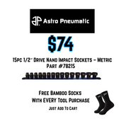 Astro Pneumatic 15pc 1/2″ Drive Nano Impact Sockets – Metric