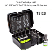 GripEdge 12 pc RPT 1/4", 3/8" & 1/2" Drive Standard Triple Square Bit Socket Set