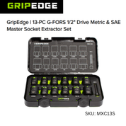 GripEdge 13-PC G-FORS 1/2" Drive Metric & SAE Master Socket Extractor Set
