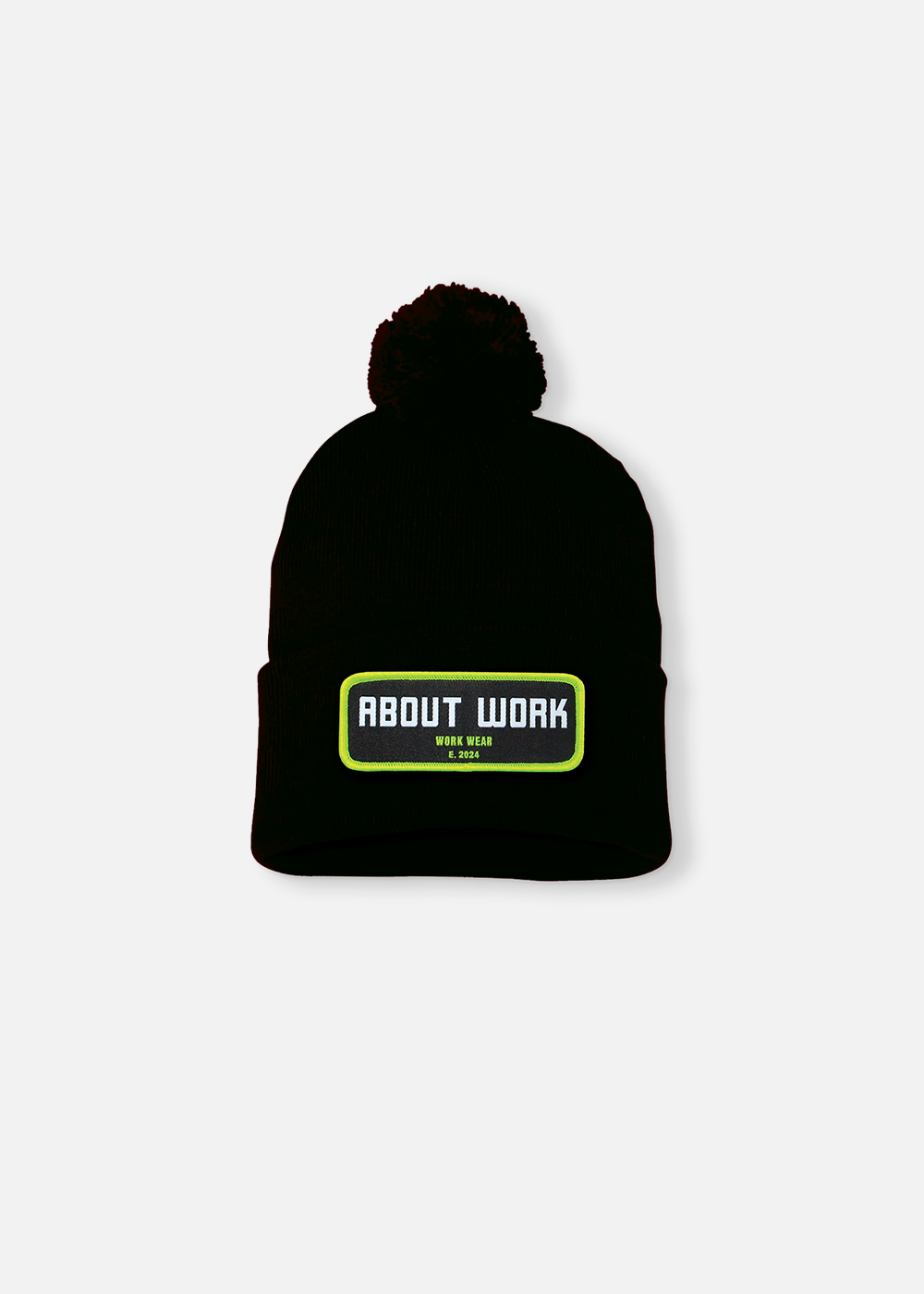 Black Patch Pom Beanie