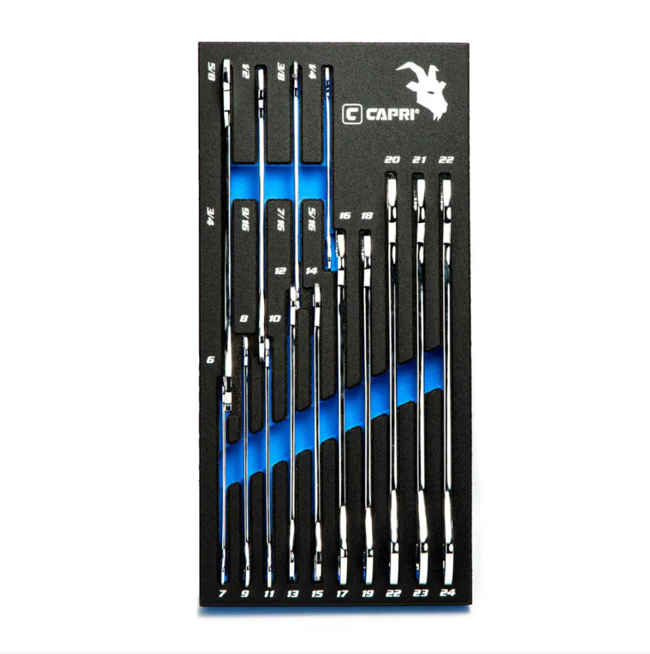 Super Thin 14 Piece Wrench Set with Mechanics Tray