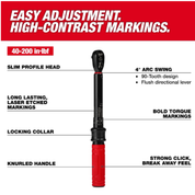 Milwaukee Tools 1/4” Drive Click Torque Wrench (40-200 in·lbf)