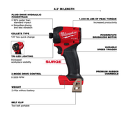 Milwaukee M18 FUEL™ SURGE™ 1/4" Hex Hydraulic Driver with FREE XC5.0 Battery Pack