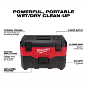 M18™ 2-Gallon Wet/Dry Vacuum with Free M18 XC5.0 Battery Promo