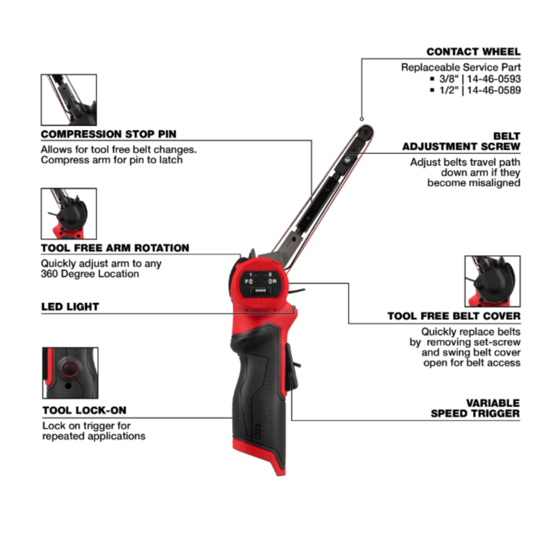 M12 FUEL™ 1/2" X 18" Bandfile 2482-20 with Free CP2.5 Battery Pack