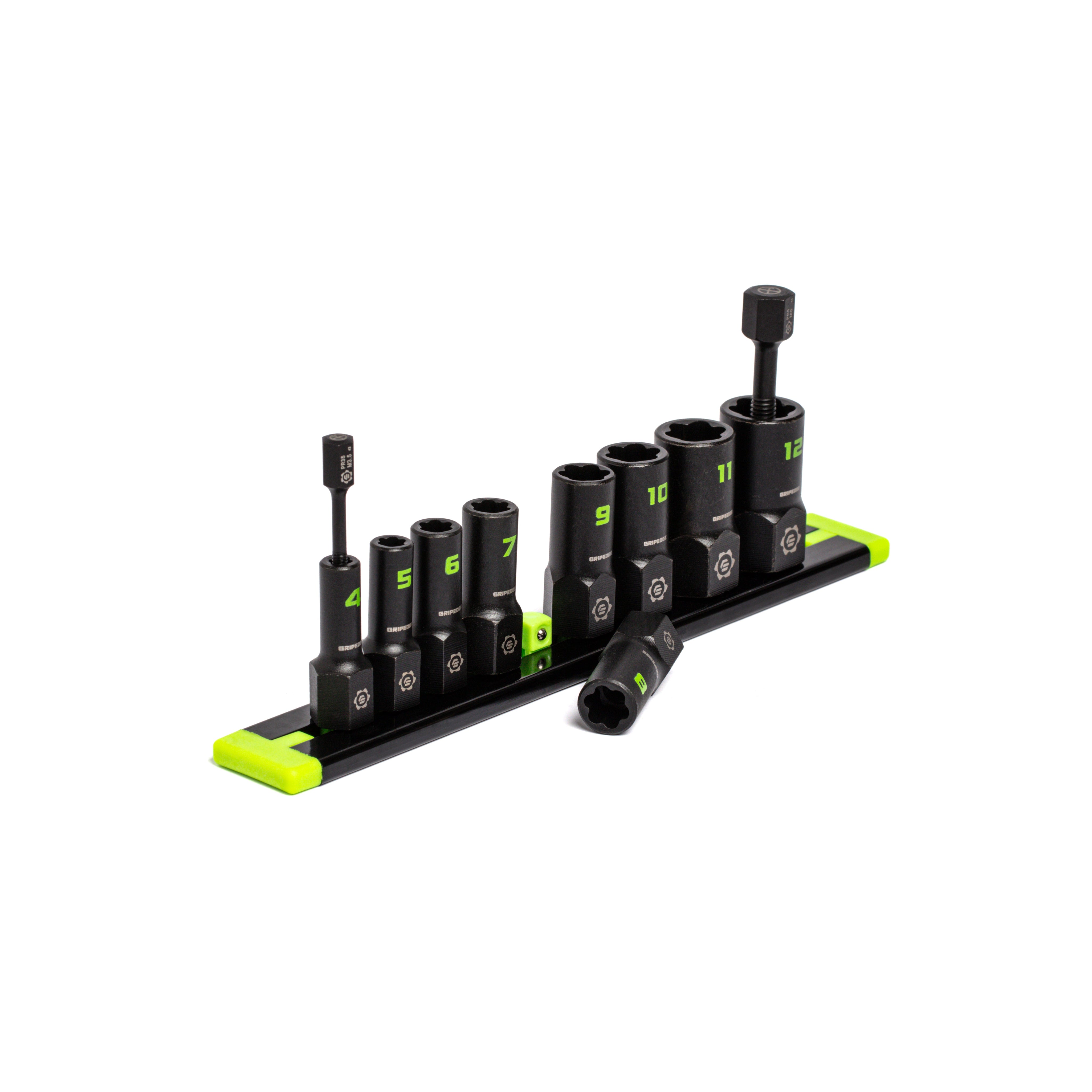 GripEdge XAM9S 9-Pc 1/4 inch Drive Metric Socket Extractor Set