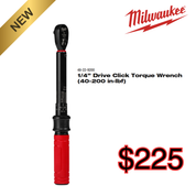 Milwaukee Tools 1/4” Drive Click Torque Wrench (40-200 in·lbf)