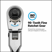 Capri 1/4" 90-Tooth Extra Long Locking Flex-Head Soft Grip Ratchet
