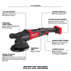 Milwaukee M18 FUEL 21mm 6" Random Orbital Polisher