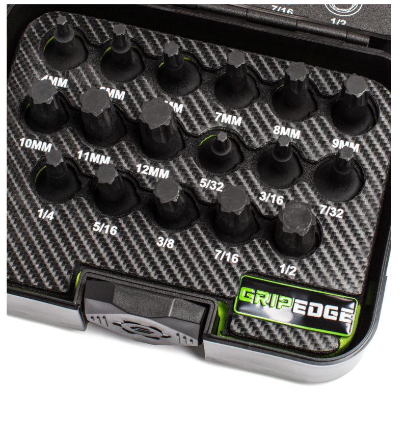 GripEdge | 17-PC RPT 3/8'' Drive Standard Metric & SAE Impact Hex Driver Set Part #MIHB17S