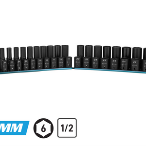 Capri 1/2″ Metric Master Impact Socket Set, 10 – 27 mm with Billet Aluminum Tray