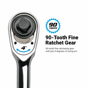 Capri 1/2" 90-Tooth Extra Long Soft Grip Ratchet
