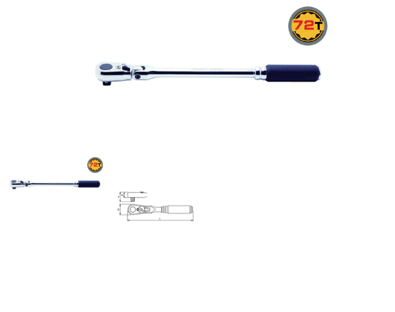 Koken Z-Series 3/8" Sq.Dr. Flexible Ratchet, Reversible (L=280mm), 72 Tooth
