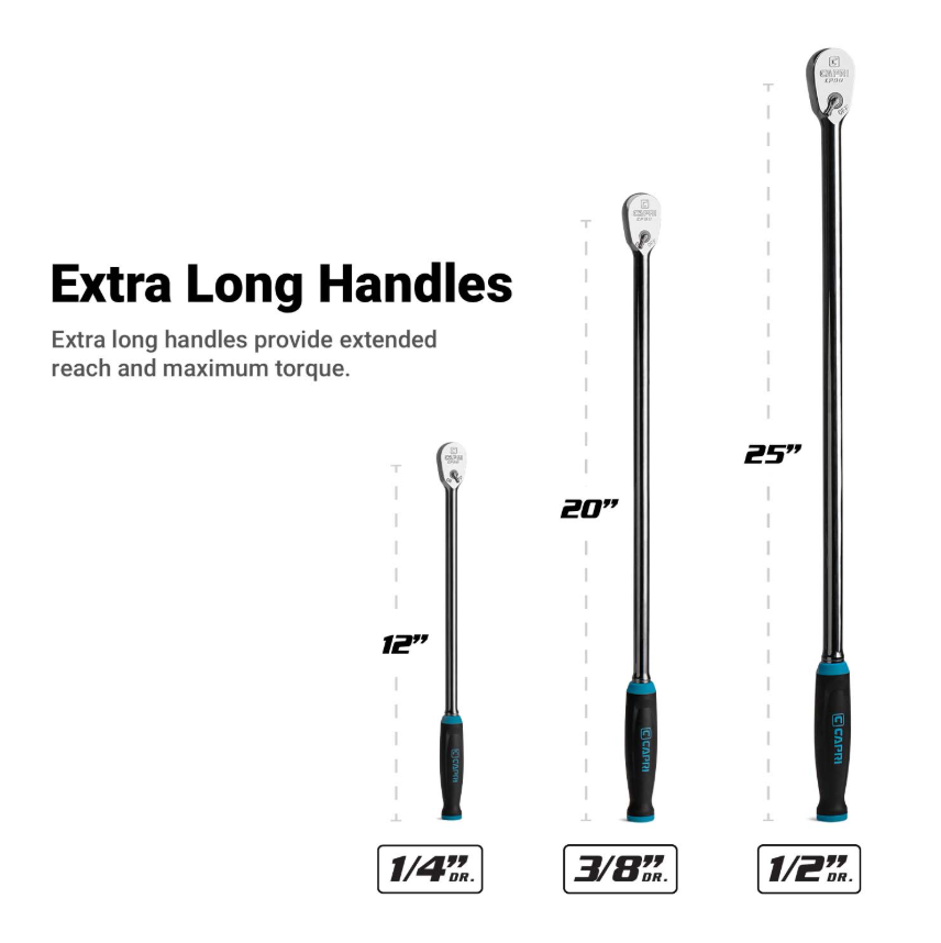 Capri 1/2" 90-Tooth Extra Long Soft Grip Ratchet
