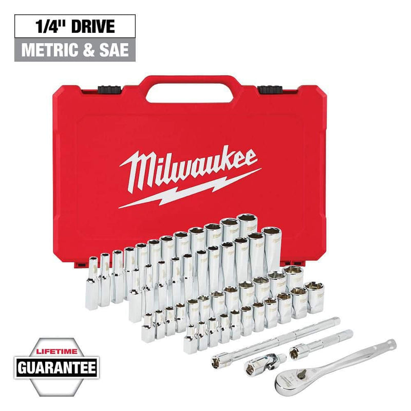 Milwaukee 48-22-9004 1/4 inch Drive 50pc Ratchet & Socket Set SAE & Metric