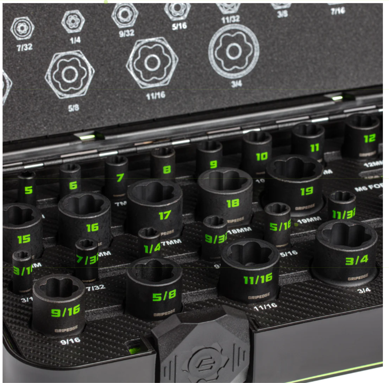 GripEdge 32 pc 1/4" & 3/8" Drive Metric & SAE Master Socket Extractor Set