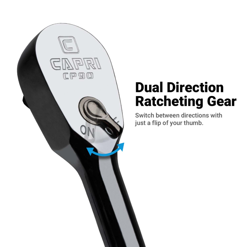 Capri 1/2" 90-Tooth Extra Long Soft Grip Ratchet