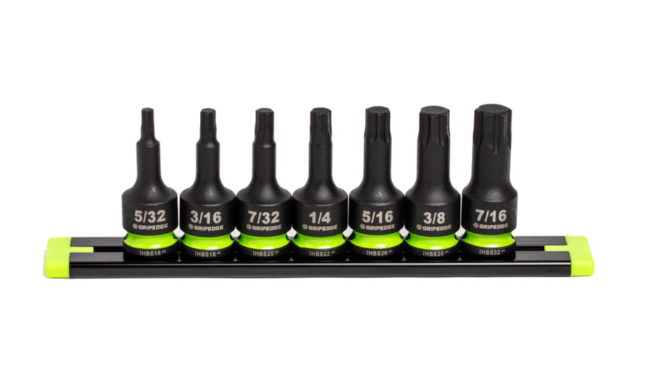 GRIPEDGE RPT Impact Hex Driver Set - 7-Pc 3/8’’ Drive Short SAE Part #IHBS7S