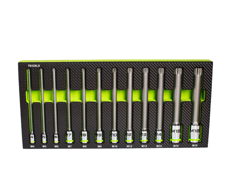 GripEdge | 12-PC 1/4, 3/8 & 1/2" Drive Extra-Long Triple Square Bit Socket Set TS12XLS