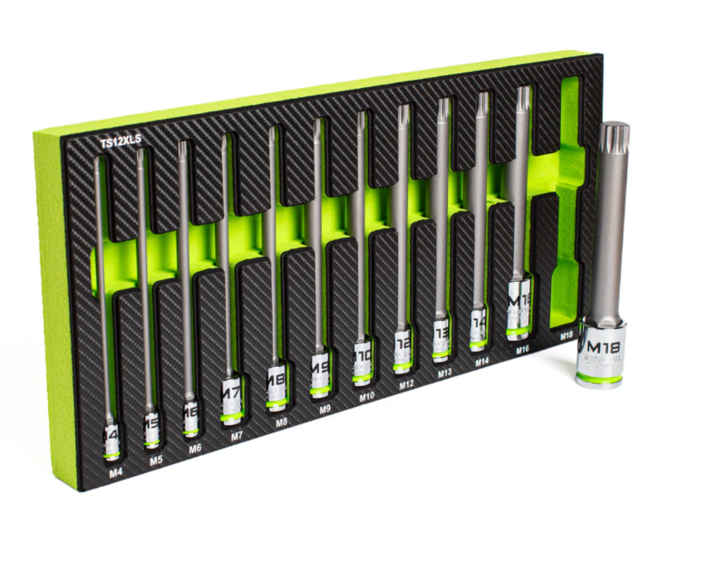 GripEdge | 12-PC 1/4, 3/8 & 1/2" Drive Extra-Long Triple Square Bit Socket Set TS12XLS